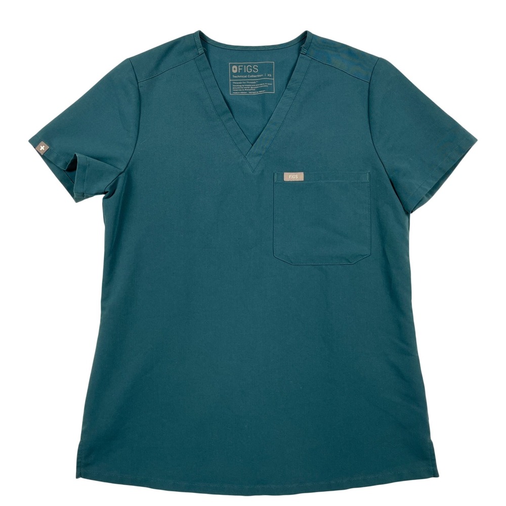 FIGS Scrub Top Womens XS Teal Catarina One Pocket Medical Nursing Healthcare